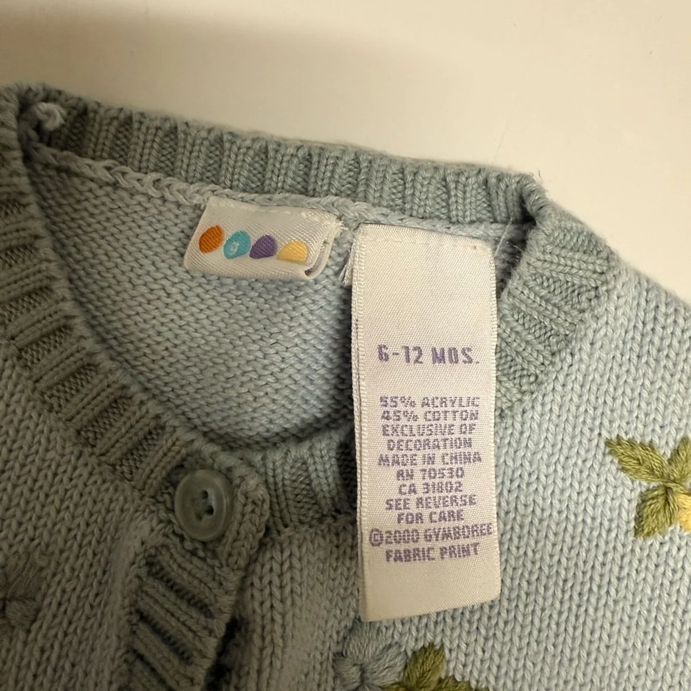 Gymboree Blue Knit Cardigan with Embroidered Accents Size 6-12 months